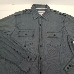 No Retreat Men's Button Down Shirt Long Sleeves Collar Neck Black Size Large